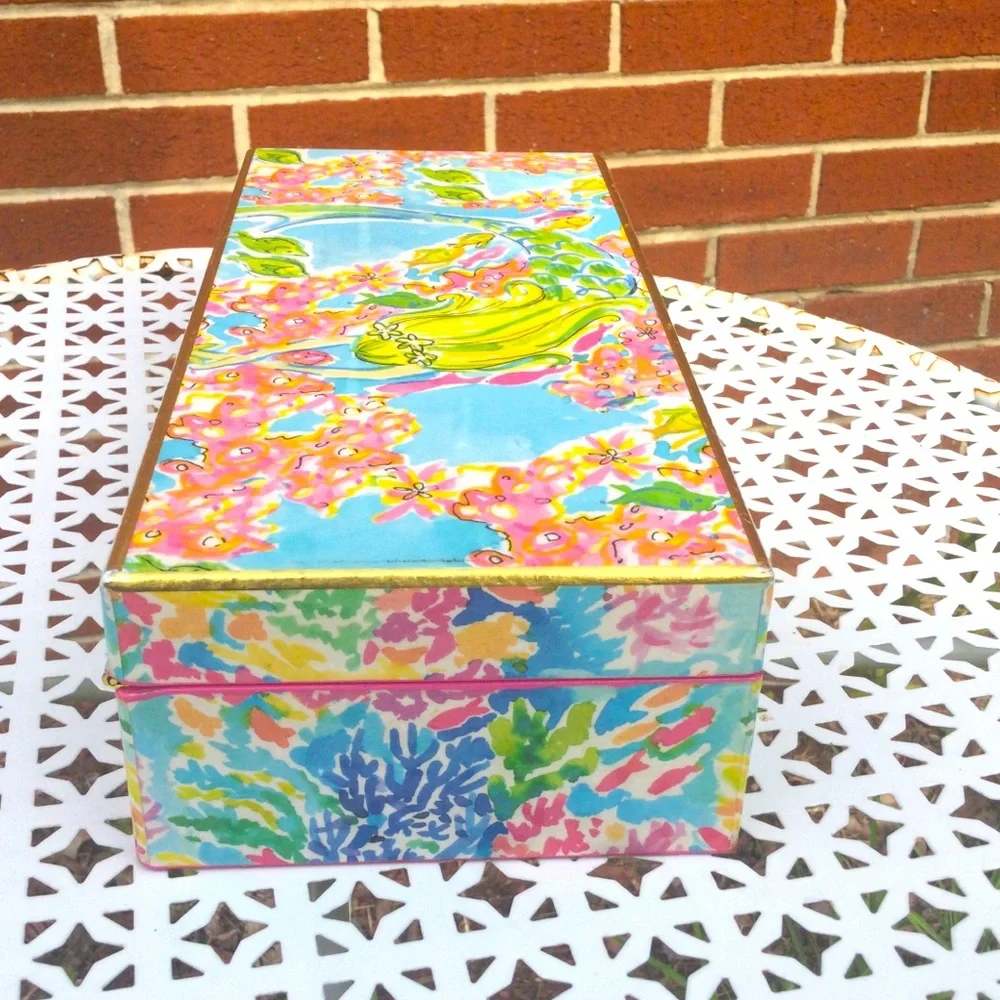 Lilly Pulitzer Colorful Mermaid Cove Floral Trinket Jewelry Box